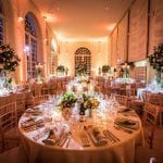 Kew Gardens Wedding Venue West London Orangery at night Dinner on rounds