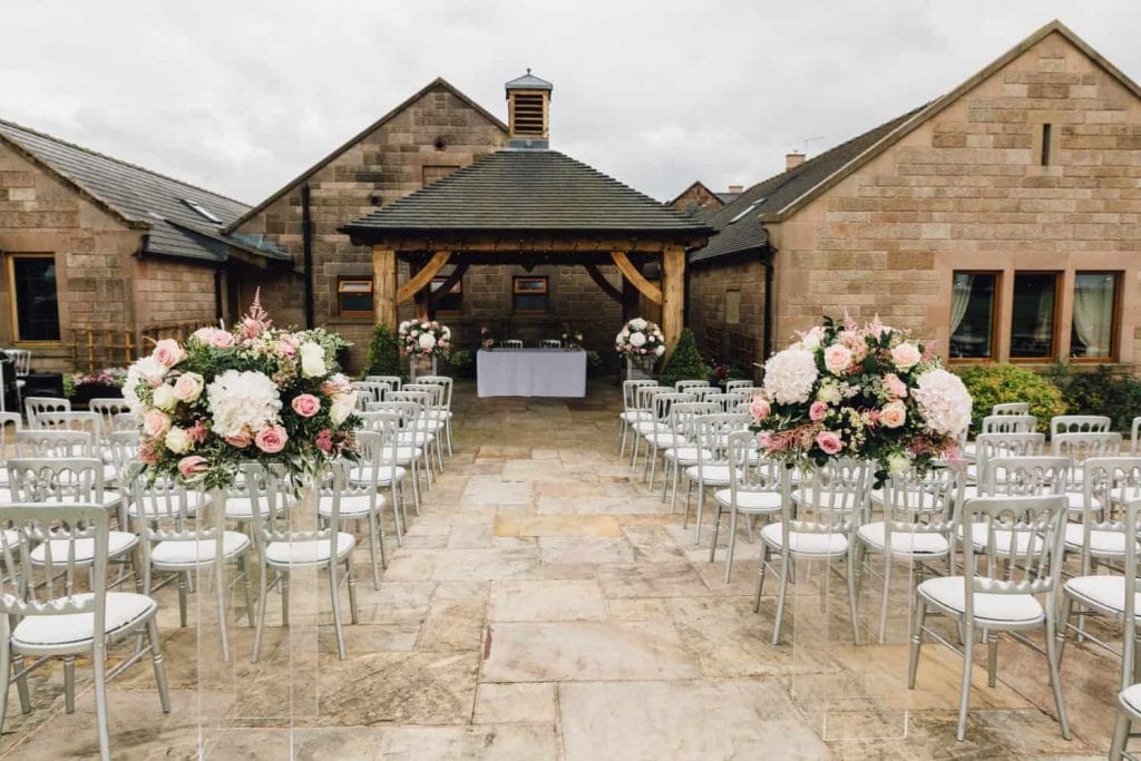 Heaton House Farm wedding venue outdoor ceremony