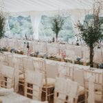 Pentillie Castle Marquee set ready for a reception Kirstin Prisk Wedding Photography 34