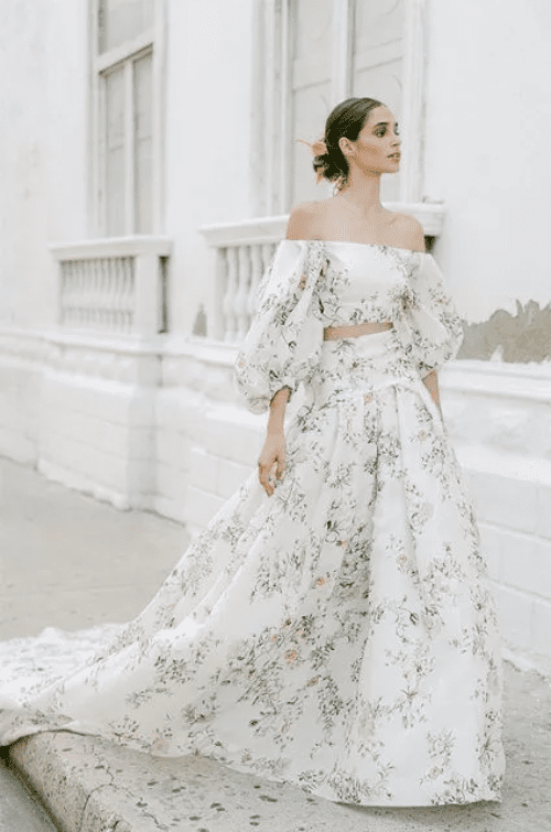 of the Best Wedding Trends for Floral rpint dress Monique Lhullier 10