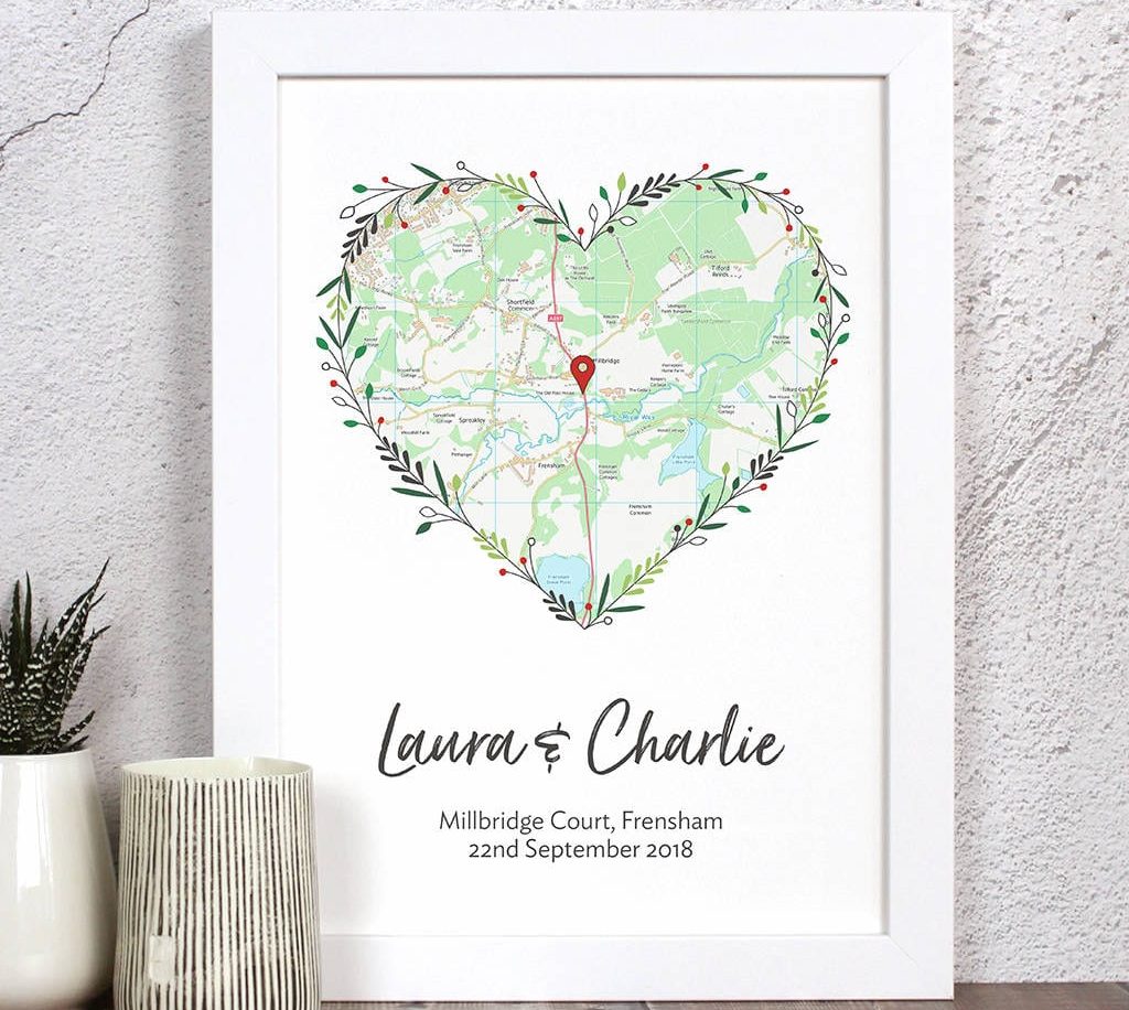 Amazing Wedding Gifts For The Bride and Groom Personalised map print 10