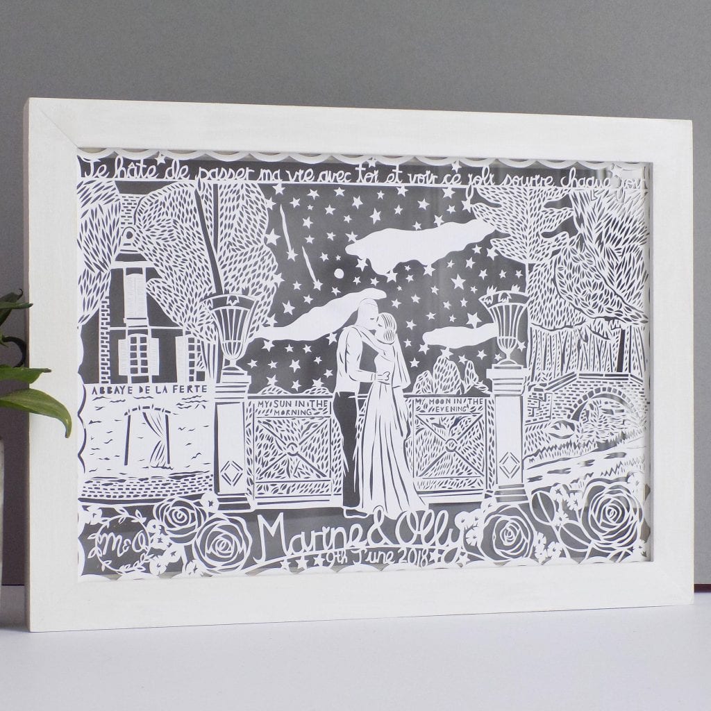 1st Wedding Anniversary Gift Ideas custom wedding papercut bespoke 3