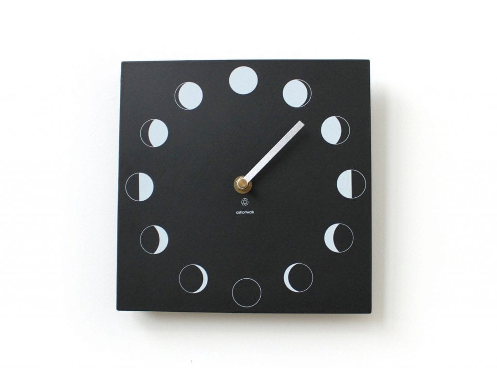 1st Wedding Anniversary Gift Ideas moon phase wall clock made from recycled 19