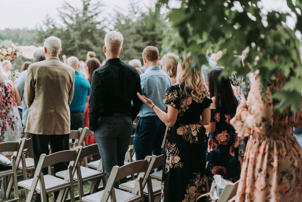 Outdoor wedding guests
