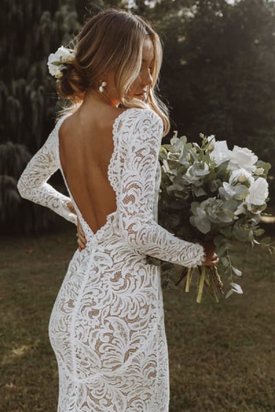 Tight lace long sleeve wedding sale dress