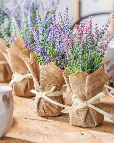 rustic lavender centerpiece