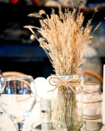 mason jar with pampas grass Wedding Centrepiece