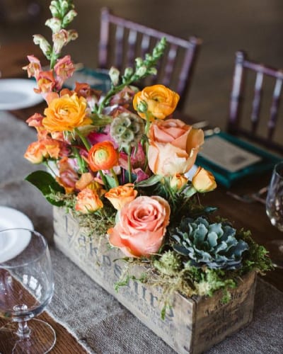 wooden crates centerpiece