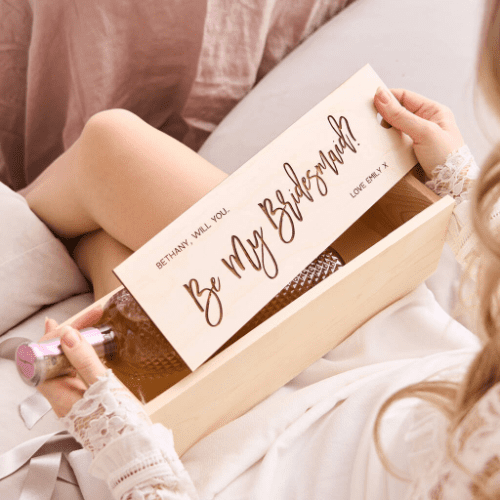 Our Favourite ‘Will You Be My Bridesmaid?’ Gifts personalised bottle box 14