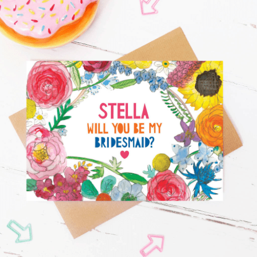 Our Favourite ‘Will You Be My Bridesmaid?’ Gifts bright coloured card 29