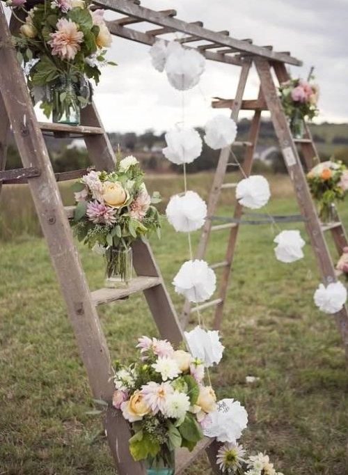 Inventive DIY Wedding Arch Ideas Ladders 12