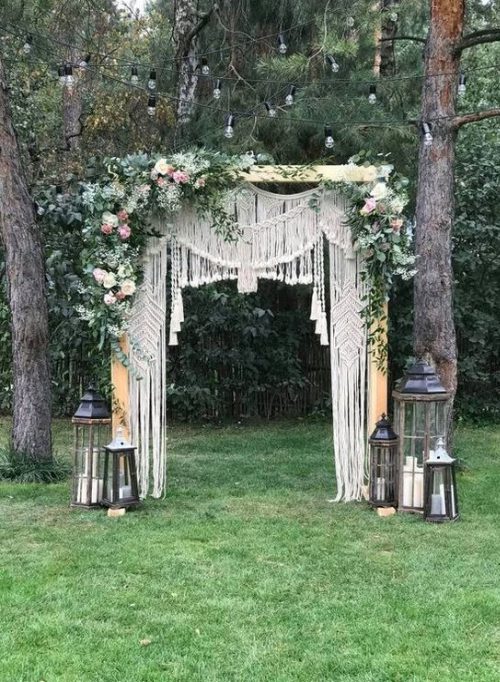 Inventive DIY Wedding Arch Ideas Macrame 15