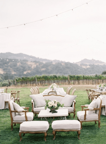 Summer Weddings: Ideas You’ll Want To Steal outdoor seating area credit Jose Villa Photography 9
