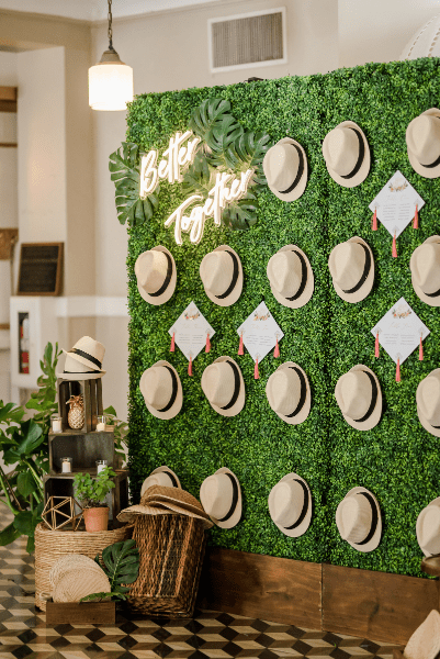 Summer Weddings: Ideas You’ll Want To Steal hat wall credit AMANDA ZABROCKI PHOTOGRAPHY 19