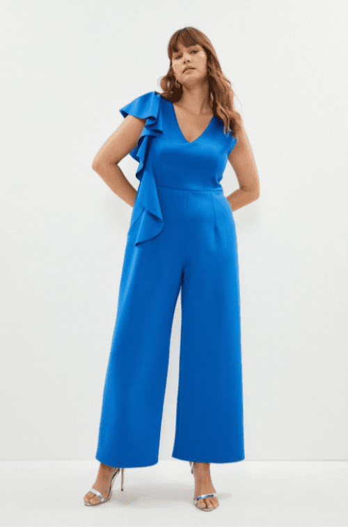 Best Wedding Guest Jumpsuits for Plus Size Mega Frill Scuba Wide Leg Jumpsuit 17