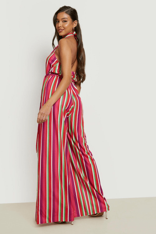 Best Wedding Guest Jumpsuits for STRIPE HALTERNEKCK WIDE LEG JUMPSUIT 30