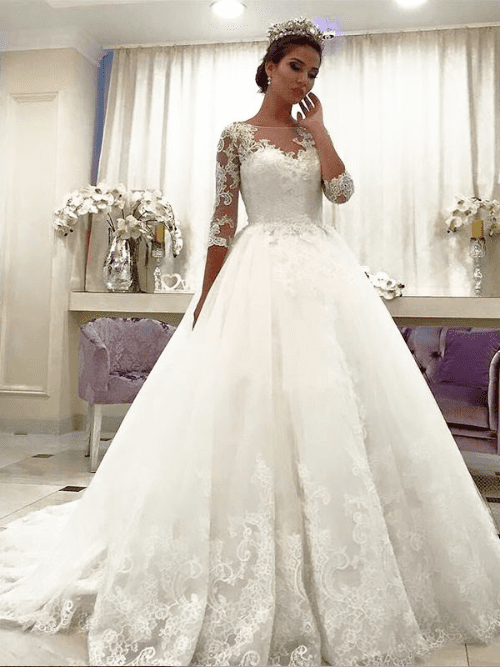 Tulle Wedding Dresses for Every Season Ball Gown Tulle Bateau Lace Court Train Wedding Dresses 22