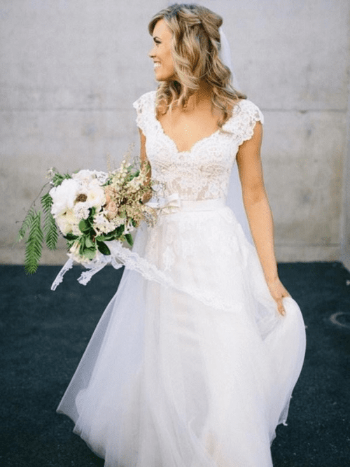 Tulle Wedding Dresses for Every Season A LinePrincess V neck Floor Length Sleeveless Lace Tulle Wedding Dresses 26