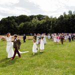 Walking from the Woodland ceremony to the marquee venue