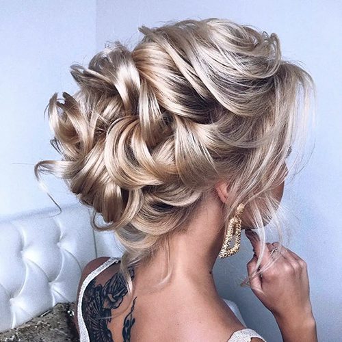 textured updo bridal hairstyle