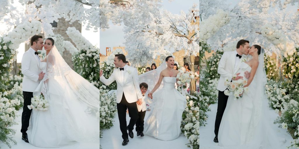 Ed Westwick and Amy Jackson on their wedding day