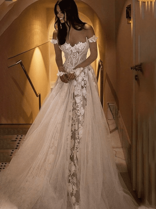 A-LinePrincess-Applique-Off-the-Shoulder-Tulle-SweepBrush-Train-Long-Sleeves-Wedding-Dresses