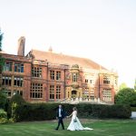 Wedding bride and groom in front of mansion, Marden Park, Surrey - Big Day Productions