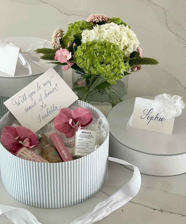 Your Complete Guide to Choosing and Asking Your Wedding Party What to Put in a Be My Bridesmaid Proposal Box or Basket OneFabDay com 2